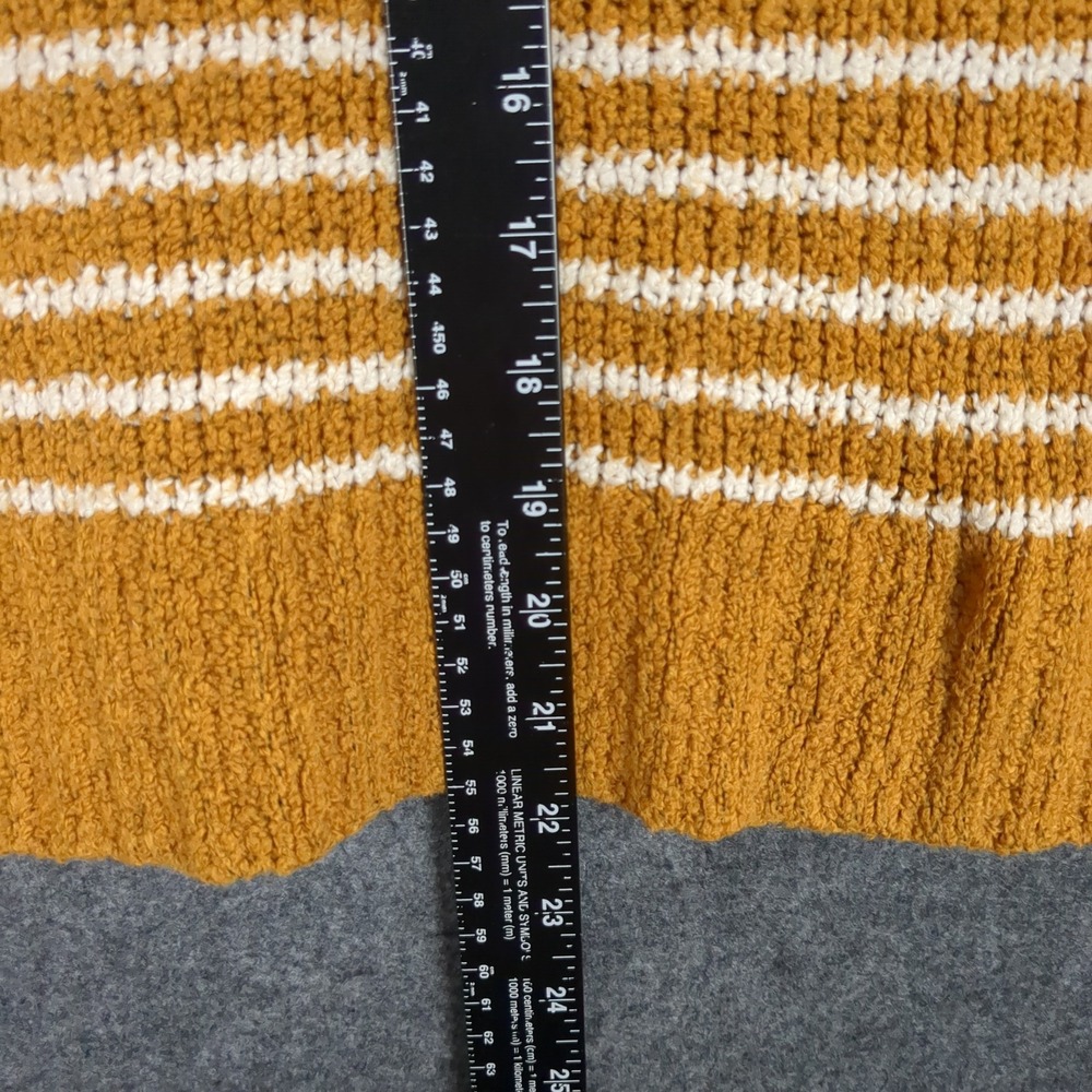 American Eagle Mustard Yellow Striped Henley Sweater Jegging Fit Womens Small - Picture 9 of 11